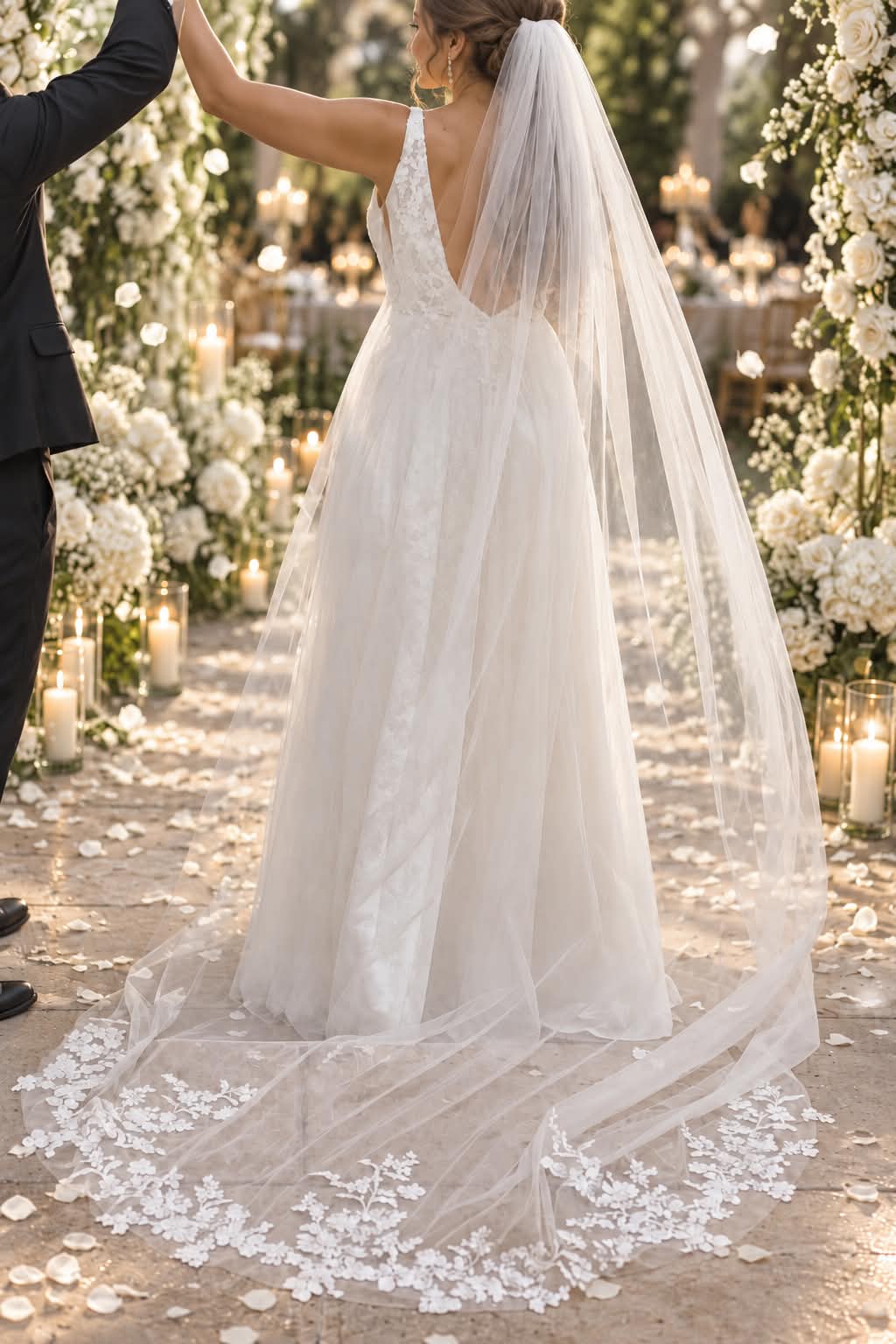 Madeline — Floral Lace Chapel Veil